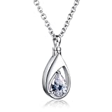 925 Sterling Silver Cremation Jewelry Memorial CZ Teardrop...