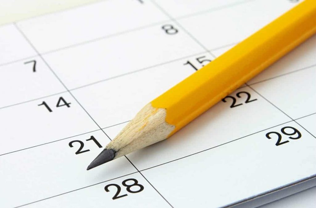 Funeral planning calendar