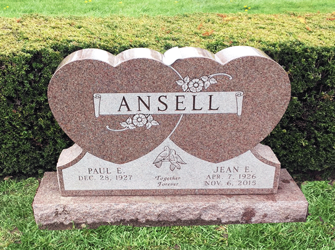 Double Heart-Shaped Headstone